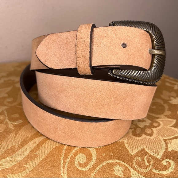2XL Women’s Tan Brown Lether Belt Neutral Bronze Look Buckle Boho Western - Picture 7 of 7
